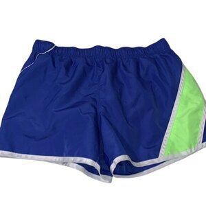 Sport Essentials Athletic Running Shorts Blue & Neon Green M